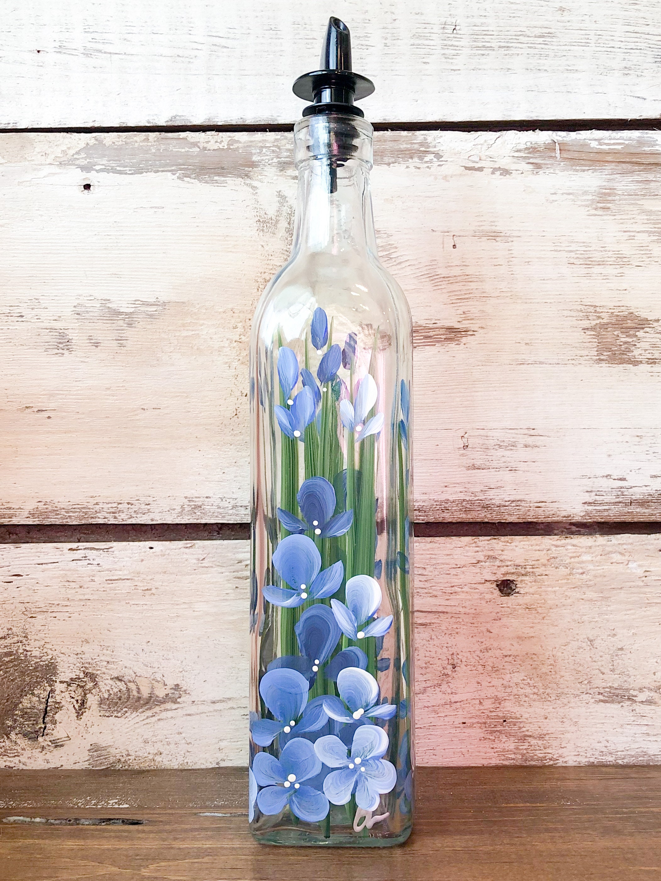 Hand Painted Blue Wildflower Olive Oil Dish Soap Dispenser Etsy Canada