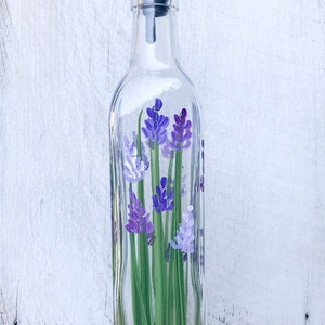Hand painted Purple Lavender Olive Oil, Dish Soap Bottle Dispenser for your kitchen