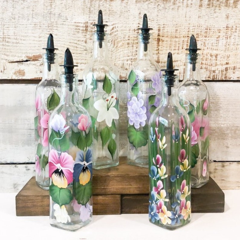 Hand Painted Wildflower Olive Oil Dish Soap Bottle Dispenser Etsy