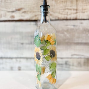 Hand painted Sunflower Dish Soap Dispenser Bottle for Kitchen