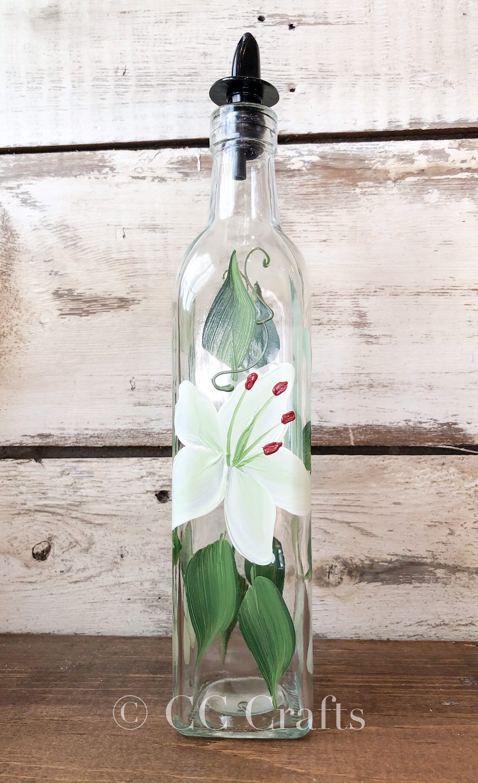 Hand painted White Lily Olive Oil Dish Soap Dispenser Bottle Etsy