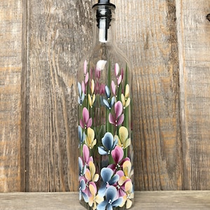 Hand painted Wildflower Olive Oil, Dish Soap Bottle Dispenser for your kitchen