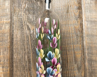 Hand painted Wildflower Olive Oil, Dish Soap Bottle Dispenser for your kitchen