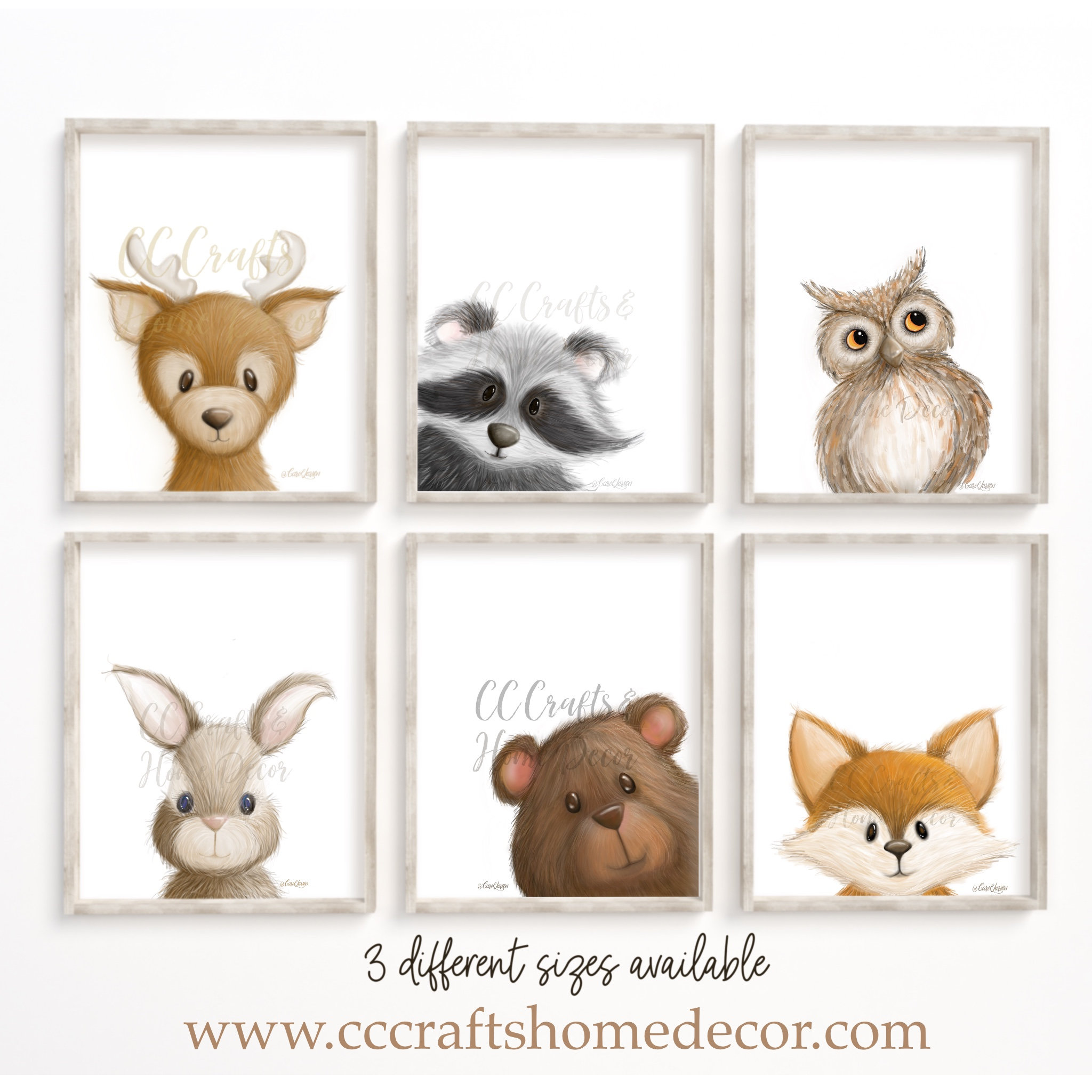 Set of Six 6 Woodland Nursery Art Prints Etsy Canada