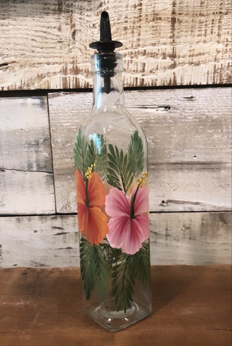 Hand Painted Hibiscus Olive Oil Dish Soap Bottle Dispenser Etsy