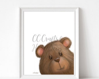 Woodland Nursery Bear Art Print Wall Decor for Forest animal nursery