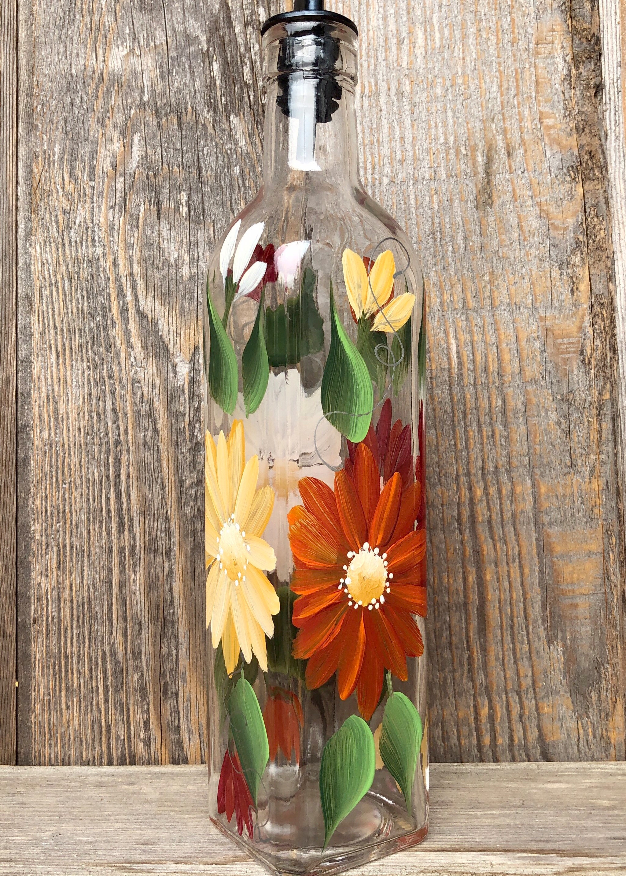 Hand Painted Gerber Daisy Olive Oil Dish Soap Dispenser Etsy Canada