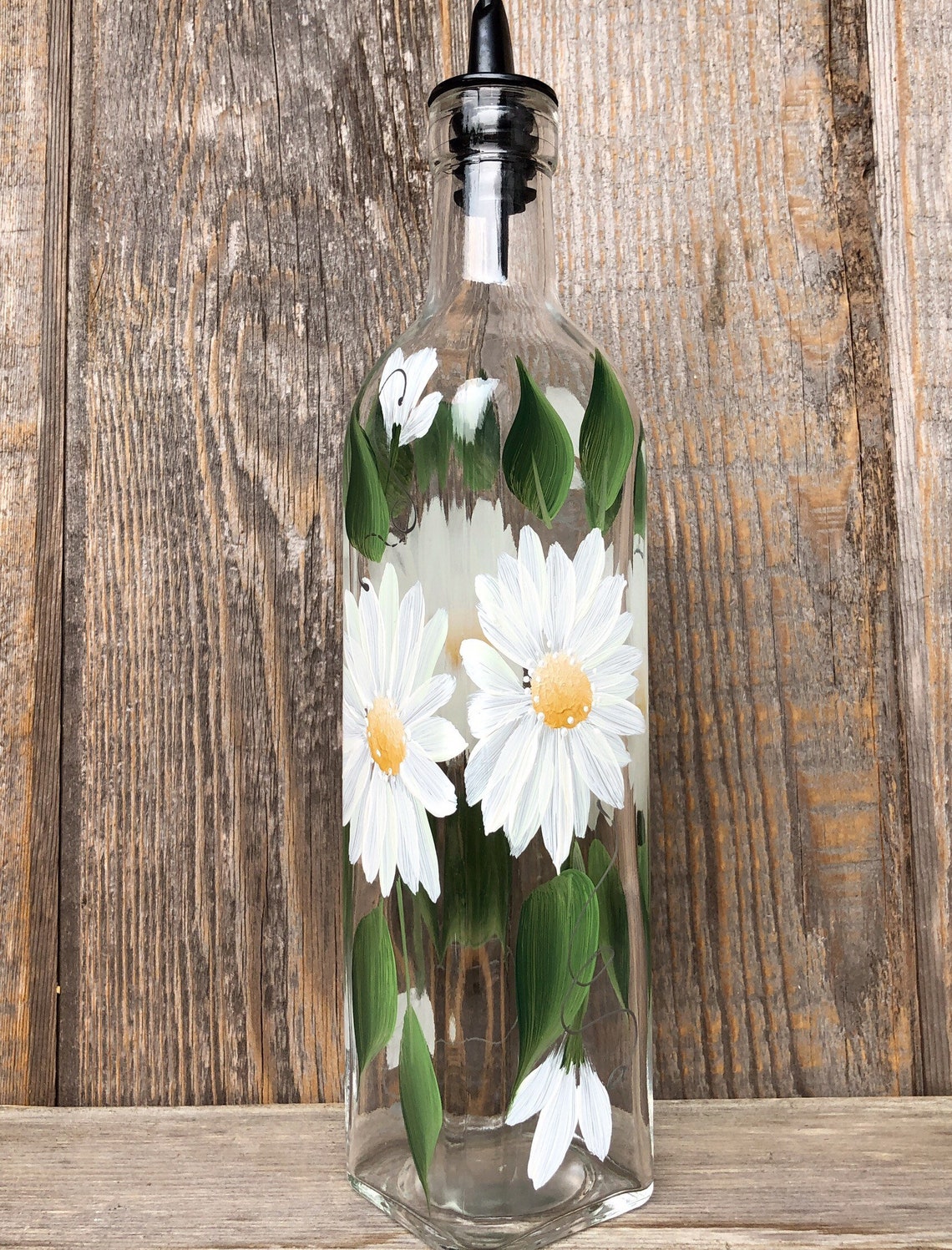 Hand Painted White Daisy Olive Oil Dish Soap Bottle Dispenser Etsy
