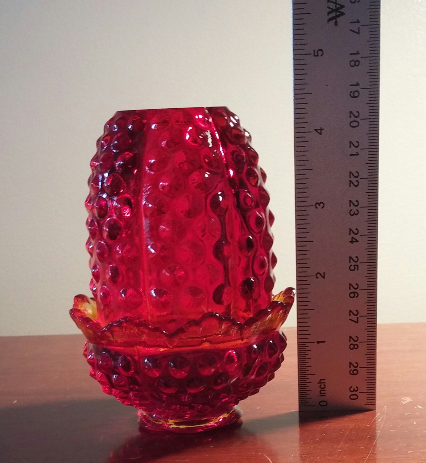 Fenton Amberina Hobnail Fairy Lamp Etsy