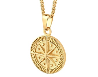 Men's Gold Compass North Star Pendant & Stainless Steel Chain, Vintage Compass Necklace Set, Mens, Boyfriend, Gift For Him