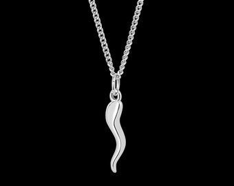 Italian Horn Necklace Set - Silver Horn Pendant & Necklace - Silver Cornicello Protection Amulet Pendant - Italian Gifts for Men, Women