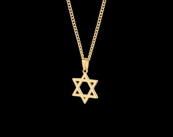 Star of David Pendant & Necklace Set - 14K Gold, Stainless Steel - Men's, Women's