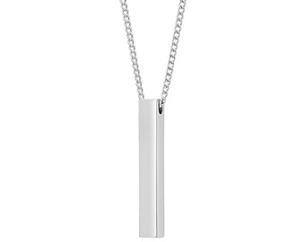 Bar Necklace for Men, Women - Personalized Necklace & Bar Pendant - Engraved Jewelry - Names, Initials, Coordinates - Customized Gift