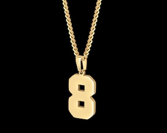 Number Pendant & Chain, Gold Necklace Set, Baseball and Sports Team Number Jewelry Necklace, #00-#99