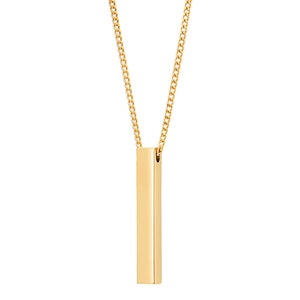 Bar Necklace for Men - Personalized Men's Necklace & 14K Gold Bar Pendant - Engraved Jewelry - Names, Initials - Customized Gift for Him