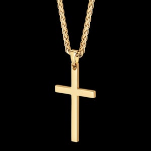 Gold Cross Necklace for Men Women Him Her Personalized 14K - Etsy