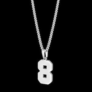 Number Pendant & Chain, Silver Necklace Set, Baseball and Sports Team Number Jewelry Necklace, #00-#99