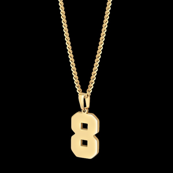 Number Pendant & Chain, Gold Necklace Set, Baseball and Sports Team Number Jewelry Necklace, #00-#99