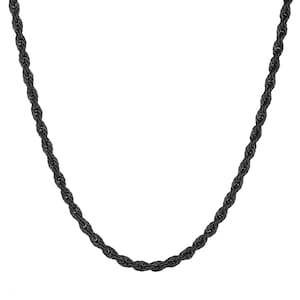 Waterproof Rope Chain Necklace for Men, Women - Black Stainless Steel Rope Necklace - Jewelry & Gifts for Men, Women