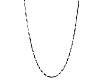 Thin Black Curb Chain Necklace - Cuban Link Chain - Men's & Women's Black Stainless Steel Necklace - Minimalist - Waterproof