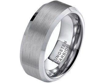 Brushed Silver Ring, Men's Silver Ring, Silver Tungsten Ring, Brushed Silver Wedding Band, Silver Engagement Band, Men's Wedding Ring