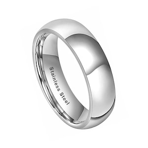 Stainless Steel Wedding Ring, Silver Wedding Band, Men&#39;s Ring, Women&#39;s Band, 6mm Stainless Steel Ring