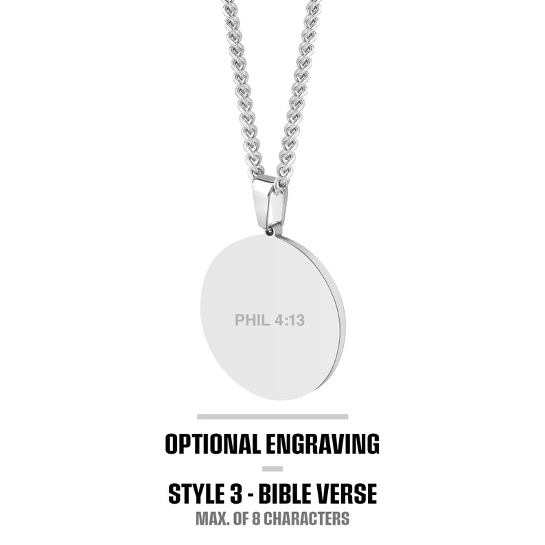 St Michael Silver Pendant & Necklace Chain Set, Round Medal Saint Michael Archangel Pendant w/ Stainless Steel Chain Necklace, 3 Sizes bild 10