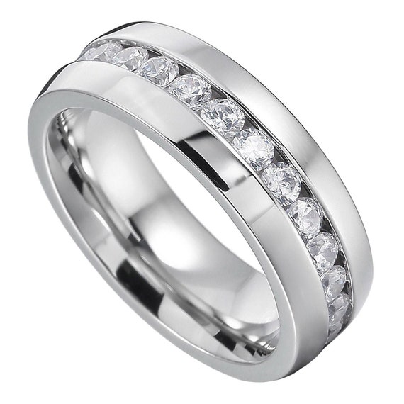 Men's Women's 8mm Stainless Steel Ring / Eternity Band - Etsy