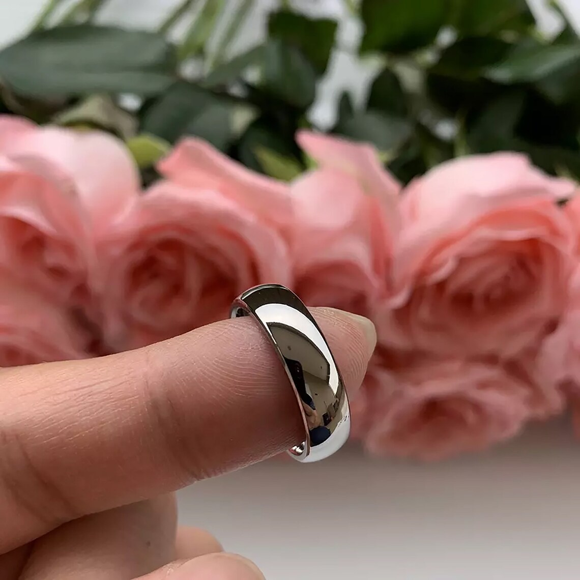Stainless Steel Wedding Ring Silver Wedding Band Men's Etsy