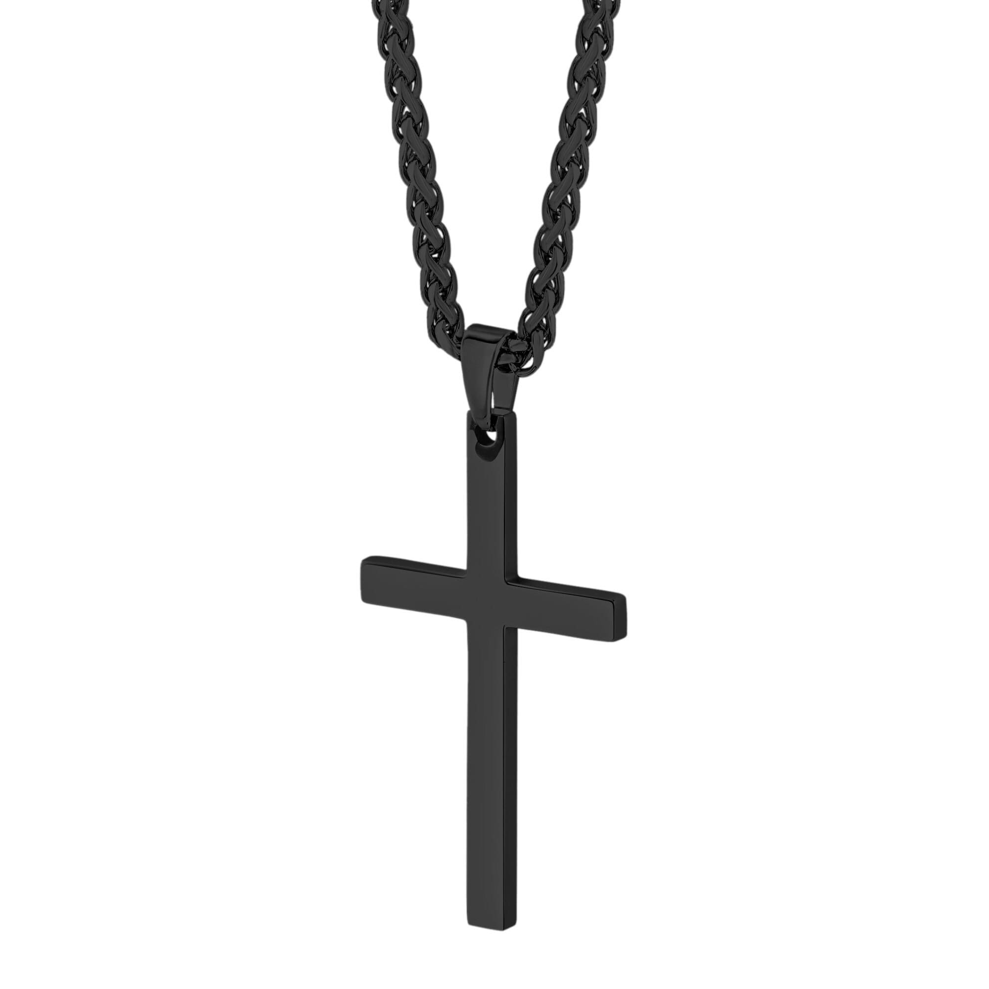 Collar De Cruz Latina De Trinidad Cristiana Vintage Masculina Multicapas De Acero Inoxidable Colgantes De Cruz Collares De Joyería Católica (tono Negro Plateado-27.6 In