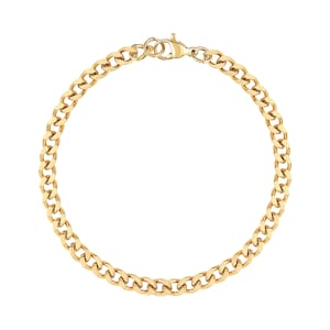 Thick Chunky 5mm Gold Curb Bracelet & Anklet, Men&#39;s and Women&#39;s Cuban Link Bracelet and Anklet, Stainless Steel, All Sizes: 7&quot;-14&quot;