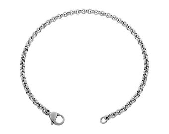 Thin 3mm Rolo Bracelet & Anklet, Men's and Women's Bracelet and Anklet, Stainless Steel, Rolo Style Links, All Sizes: 7"-14"