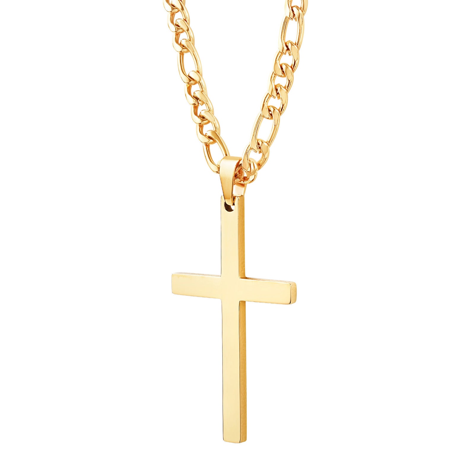 Waterproof Cross Necklace Mens 14K Gold Cross Pendant & | Etsy