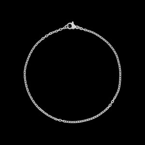 May include: A silver chain necklace with a lobster clasp.