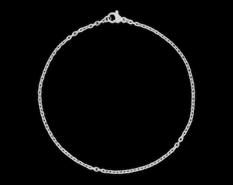 Waterproof Silver Anklet & Bracelet - Women's Dainty Silver Cable Chain Anklet - Men's Thin Stacked Bracelet - Jewelry Gifts for Her Him