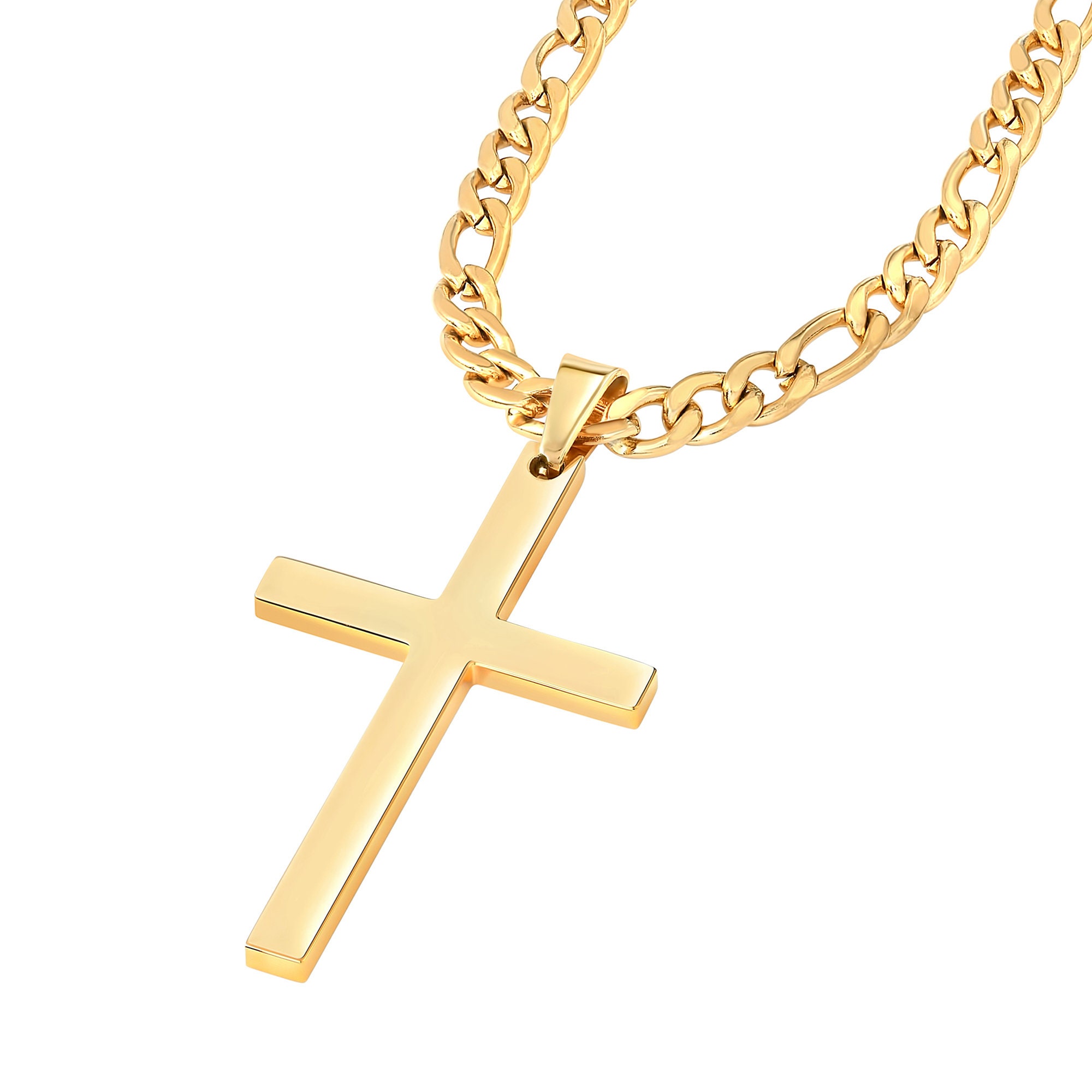 Waterproof Cross Necklace Mens 14K Gold Cross Pendant & Etsy