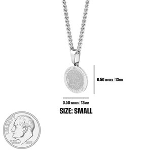 St Michael Silver Pendant & Necklace Chain Set, Round Medal Saint Michael Archangel Pendant w/ Stainless Steel Chain Necklace, 3 Sizes bild 4