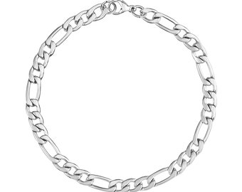 Waterproof Bracelet & Anklet  - Men's Women's Figaro Chain Bracelet - Silver Anklet - Unisex Stainless Steel Jewelry - Gift for Her, Him
