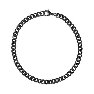 Thick Chunky Black Curb Chain Bracelet & Anklet - Men&#39;s and Women&#39;s Cuban Link Anklet Bracelet - Stainless Steel - Custom Sizes - Waterproof