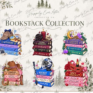 Pilha de livros PNG, Clipart de garota leitora aconchegante, Clipart de pilha de livros, Pacote de livros para leitora, Amante de livros de romance, Amante de hóquei, Romance de cowboy
