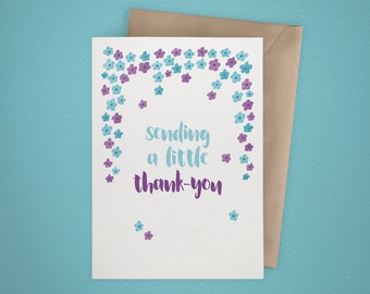 Floral "Sending a Little Thank-You" Card, Appreciation Card
