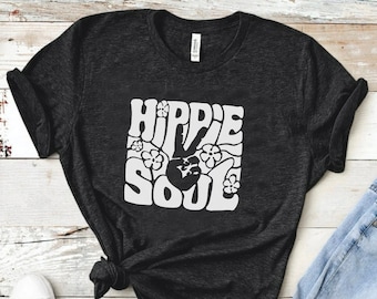Vintage hippie soul-T-shirt, hippieshirt, dames boho-T-shirt, vredest-shirt, dames grafisch T-shirt cadeau voor hippie, Stay Groovy retro-T-shirt