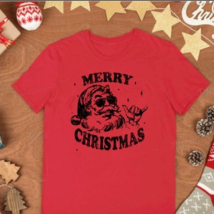 Vintage Hawaiian Santa t shirt Family Christmas shirt Merry Christmas shirt Shaka Funny Xmas shirt Hawaiian Christmas Cute holiday tshirt