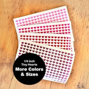 Mini Heart Sticker Sheet Set of 200, Valentines Heart Sticker Set, 1/4 Inch Tiny Heart Decal, Planner Stickers Car Stickers Tumbler Stickers