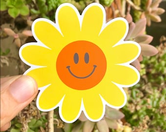 Smiley face Flower Magnet Hippie Car Magnets Car stickers Fridge Magnet Happy face Flower hippie Car Decal Mailbox Magnet 70s Daisy Flower