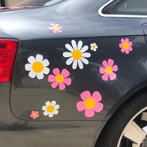 Magnete a forma di fiore Set di 7 magneti per auto a forma di fiore hippie, adesivi rimovibili, adesivo magnetico per paraurti, magnete per cassetta postale, adesivi floreali, accessori per auto