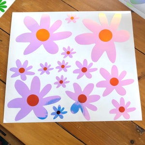Holographic Decal Set of 14/ Holographic Flower Decal Hippie Car Decal Hippie Sticker Flower Sticker Car Stickers Daisy decals for Women