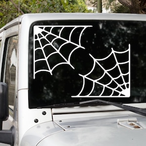 Spider Web Decal Set of 2, Spider Web Stickers, Spider Web Car Sticker, Spider Web Wall Decal, Halloween decor Goth Decals, Corner Spiderweb