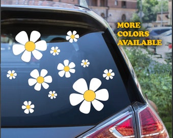 Flower Decal Set of 14 / Flower Car Stickers, Hippie flower Stickers, Party Decorations, Flower Stickers, Flower Sticker pack Laptop Sticker