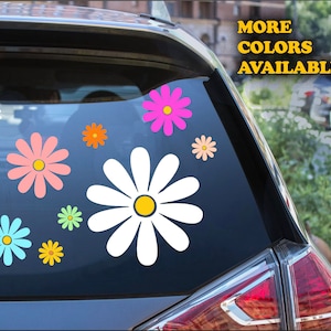 2 colori Daisy Decal Set di 16, Adesivi floreali per auto, Decalcomanie floreali, Decalcomanie hippie, Adesivi per auto, Adesivi Tumbler, Adesivi Daisy